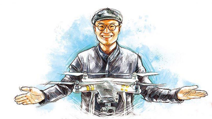 图示：26岁白手起家在深圳仓库创立大疆，39岁的汪滔如今身家估达54亿美元。