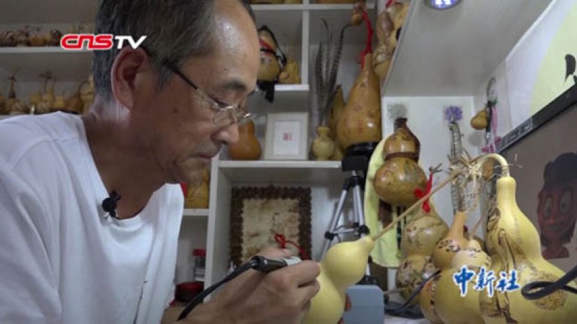 吉林：男子为在葫芦上烙画 自己种出&ldquo;天鹅型葫芦&rdquo;