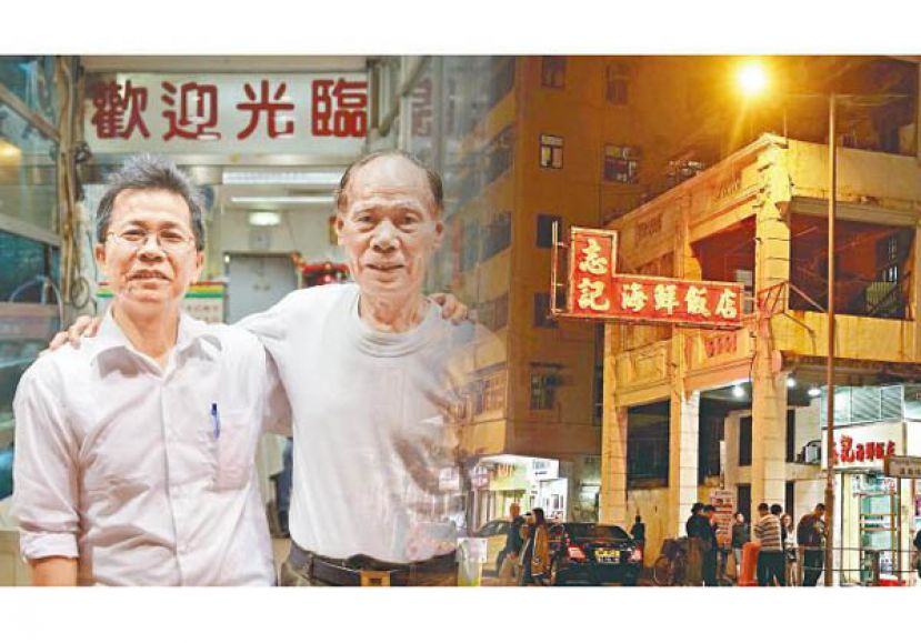 （图左）棠哥跟志叔是甥舅关系，一起为饭店打拼多年。（图右）饭店的色彩，要在黑夜才感受到。