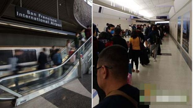 有旅客反映，旧金山国际机场实施检疫后，办理入境手续时间暴增数小时。