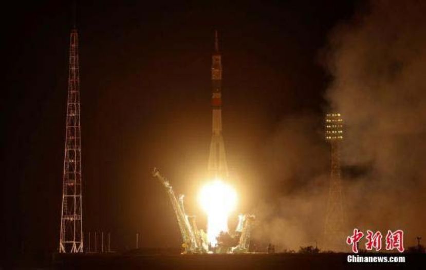 资料图：当地时间2019年7月20日，哈萨克斯坦拜科努尔发射场，俄&ldquo;联盟MS-13&rdquo;号飞船发射升空。